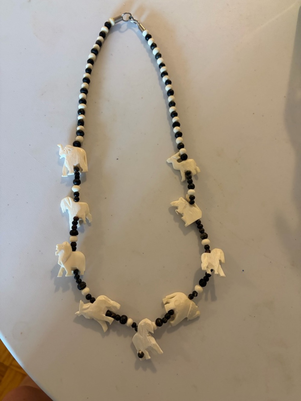 Hand-Carved White Animal Bead Necklace - Women Jewelry
